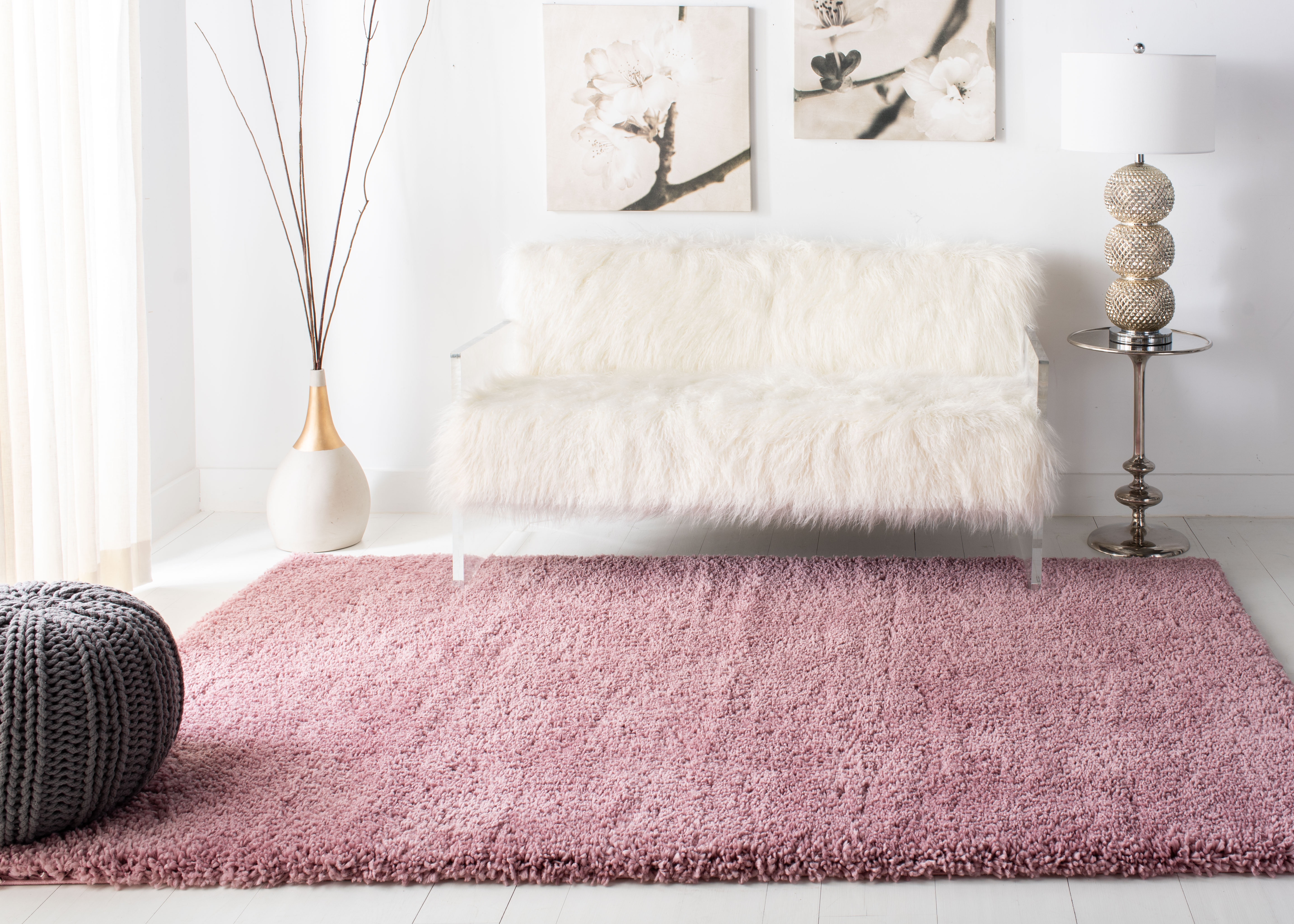 Safavieh Fontana Jamie Solid Shag Area Rug, Pink, 2'3" x 4'