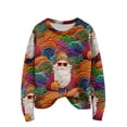 thumbnail image 2 of Long Sleeve Pullover Sweaters For Women O Neck Casual Cute Printing Knit Oversized Sweater for Fall and Winter, Christmas Snowflake Print, Cozy and Festive, Christmas Sweaters for Women ,Mint Green,S, 2 of 6