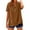 Brown, variant on Women's Linen Cotton Blend Shirt, Short Sleeve V-Neck Casual Summer Top, Breathable Loose Fit Blouse