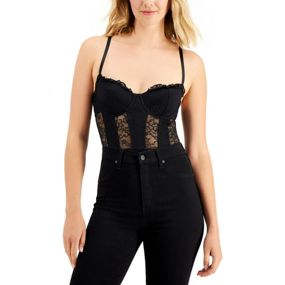 INC International Concepts Womens Intimate Solid Lace Cup Bodysuit;XX-Large