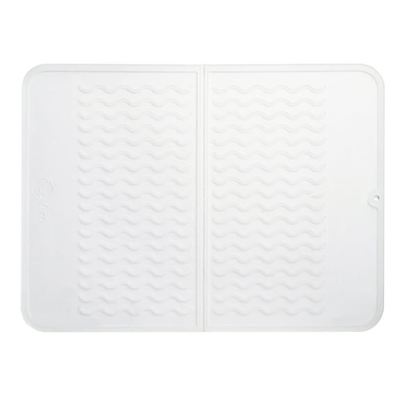 PopYum Silicone Drying Mat for Kitchen Counter (12x16 in, 30x40 cm), Clear-Frosted, eco-friendly, heat resistant, multiple usage, refrigerator, drawer liner