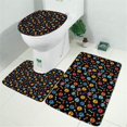 thumbnail image 2 of Black Colorful Skull Bone Pattern Bathroom Rugs Sets 3 Piece,Toilet Cover Set,Absorbent Non Slip Bathroom Mats Sets with U-Shaped Contour Rug Toilet Rug Set, 2 of 5