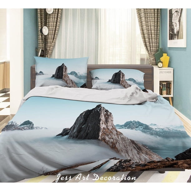 3D Sky Snow Mountain Paisaje Funda de edredón Set Ropa de cama Set Funda de edredón