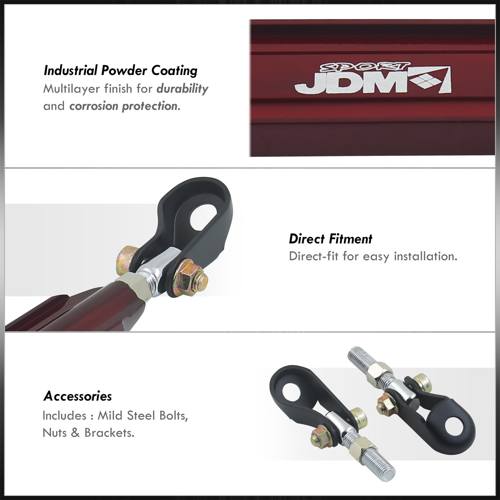 AJP Distributors Red JDM Sport Suspension Handling Turning Rear Lower Strut Tie Bar Brace Arm Aluminum For 2003 2004 2005 2006 2007 03 04 05 06 07 Honda Accord 