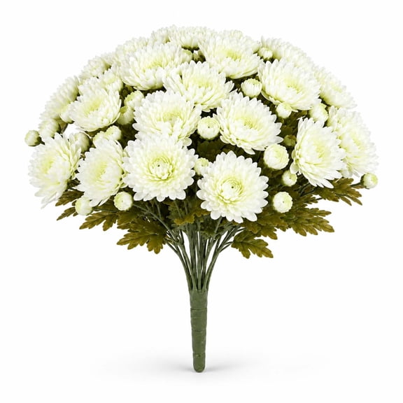 Chrysanthemum Bush Artificial Mum Flowers Fall Decor UV Protected for Outdoor Porch Planter