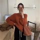 thumbnail image 4 of Suéter suave estilo pecho rizado para mujer 2024 otoño e invierno nuevo estilo suéter suelto estilo perezoso top para mujer cuello redondo, 4 of 5