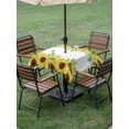 thumbnail image 4 of Outdoor Tablecloth with Umbrella Hole for Patio/Picnic/Party/Camping, Summer Sunflowers Waterproof Table Cloth Square Cover Washable, Botanical Yellow Flowers Leaves Plants (54"x 54"), 4 of 8