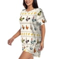 thumbnail image 2 of Uemuo Funny Chicken Pattern Women's Short-Sleeved Pajama, Button-Front Loungewear, 2-Piece Summer Sleepwear, Elastic Drawstring Shorts-Large, 2 of 7
