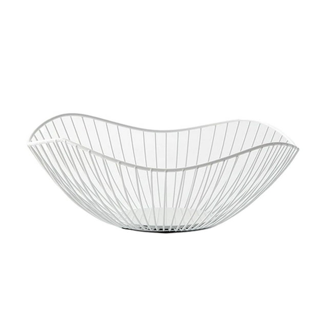 keepw Wide Application Metal Fruit Basket Modern Style Multifunctional Sturdy And Durable Open Wire white Straight small 1Set