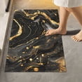 thumbnail image 6 of Toilet Rug Set Non-Slip Bathroom Rugs Soft Plush Machine Washable Contour Bath Mat Luxury Black Gold Marble 24x20/24x16, 6 of 9