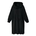 thumbnail image 7 of VISALY Hoodies Pullover Drawstring Sweatshirt Women's Sweatshirt Dress Knee Length Long Pullover Tops Fall Winter Sweater Oversized Sweatshirt Pullover Sweatshirt Basic Tops Black L, 7 of 7