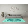 thumbnail image 3 of Ahgly Company Machine Washable Indoor Rectangle Persian Turquoise Blue Traditional Area Rugs, 8' x 10', 3 of 4