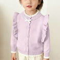 thumbnail image 2 of QQAMB Girls Cardigan Sweater Button Down Crewneck Cute Ruffle Long Sleeve with Pockets Solid Color Knit Tops, 2 of 8