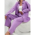 thumbnail image 5 of Biezeib Women Pants Suit, Elegant Long Sleeve Shirt with Elastic Waist Pants Solid Office Outfit, 5 of 6