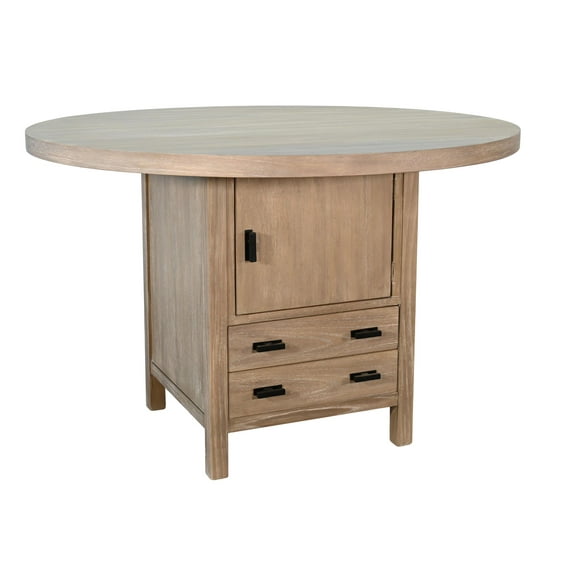Sunny Designs Round Dining Table with Built-in Storage Cabinet and Drawers