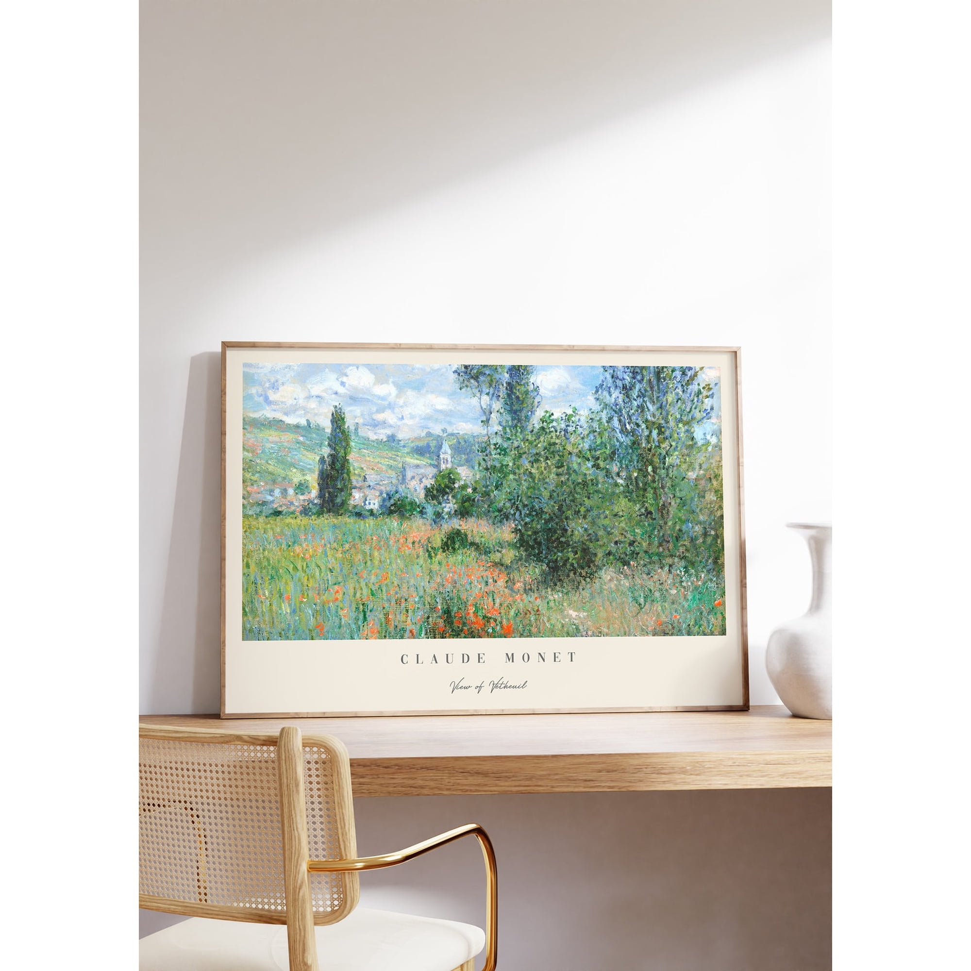 Claude Monet View Of Vetheuil Wall Art Print Impressionist Exhibition And French Landscape Decor