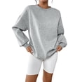 thumbnail image 3 of Sudaderas de Gran Tamaño para Mujer, Sudaderas con Capucha de Forro con Cuello Redondo, Blusas Casuales, Ropa Cómoda de Otoño e Invierno Gris L, 3 of 10