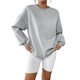 thumbnail image 3 of Sudaderas de Gran Tamaño para Mujer, Sudaderas con Capucha de Forro con Cuello Redondo, Blusas Casuales, Ropa Cómoda de Otoño e Invierno Gris M, 3 of 10