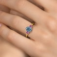 thumbnail image 4 of Gem Stone King 18K Yellow Gold Plated Silver Ring Persian Blue Moissanite and Moissanite Pink (1.84 Cttw), 4 of 6