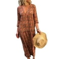thumbnail image 3 of Robe Maxi d'Été à Col en V pour Femmes Grande Taille, Robe Bohème Ample Décontractée de Plage pour Dames, 3 of 5