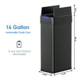 thumbnail image 5 of Pirecart 16 gal Sensor Trash Can Stainless Steel Kitchen Garbage Bin with Soft Close Lid, Black, 5 of 9