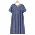 thumbnail image 2 of Baberdicy Nightgowns for Women Summer Cotton Silk Short Sleeved Sleep Dress for Middle Women New Loose Fitting Home Wear Elderly Sleepwear Plus Size Dress, 2 of 3
