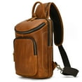 thumbnail image 2 of Men's Retro Crazy Horse Skin Shoulder Bag,Light Brown, 2 of 2