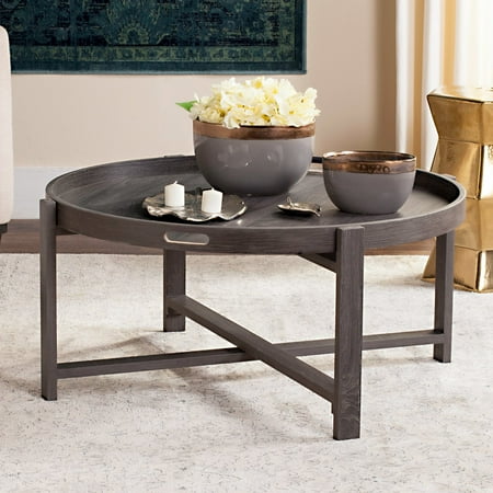 tray coffee round table safavieh mid century retro grey dark
