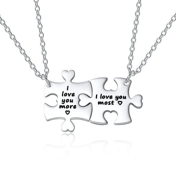 2 Piece Puzzle Necklace Best Friends Bff Stainless Steel Jewelry with Gifts Bag Birthday Christmas Gifts