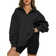 thumbnail image 1 of ZAXARRA Womens Oversized Half Zip Pullover Long Sleeve Sweatshirt Quarter Zip Hoodie Sweater Teen Girls Fall Clothes, 1 of 7