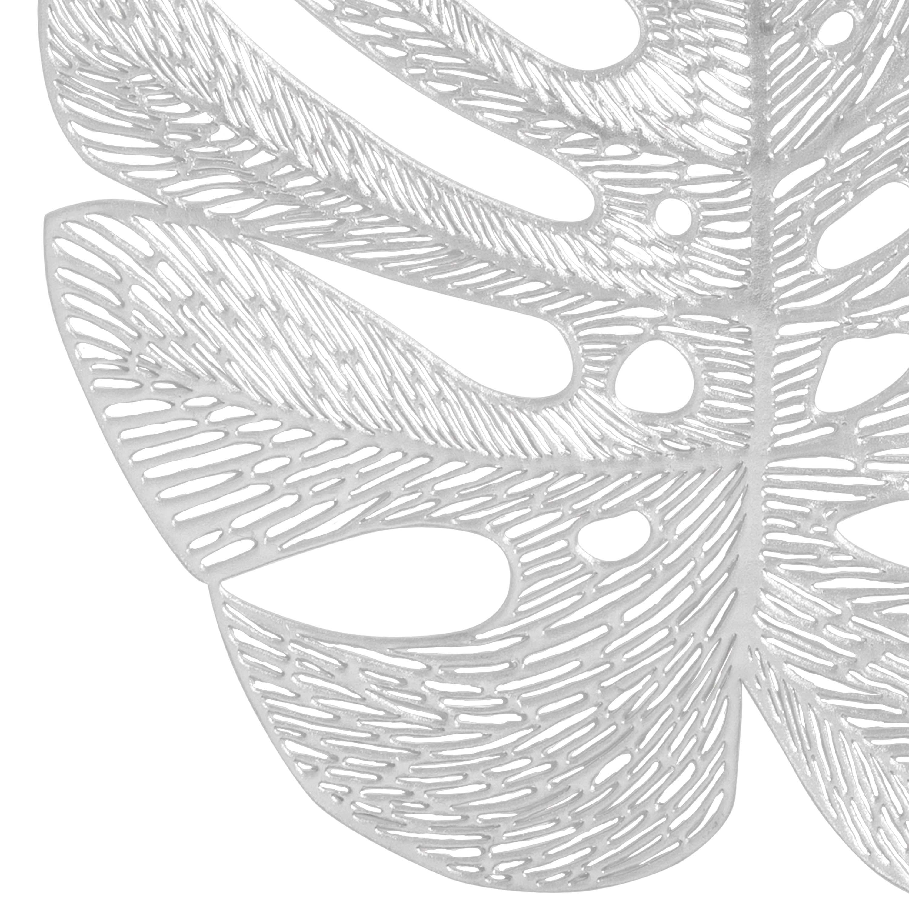 Home Details Set of Four Leaf Shape Table Place Mat, Silver