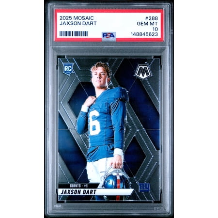 Jaxson Dart 2025 Panini Mosaic New York Giants Football RC Rookie Card #288 Graded PSA 10 Cert #148845623