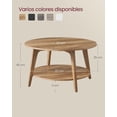 thumbnail image 3 of Mesa de Centro, Mesa Redonda, 2 Niveles, para Sala de Estar, 80 x 45 cm (Diá. x Alto), Montaje Fácil, Marrón Miel, 3 of 8