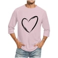 thumbnail image 3 of VBTAPA Mens Valentines Day 3/4 Sleeve T-shirt Love Heart Graphic Tees Trendy Casual Summer Crewneck Tee Tops Clearance Sale Pink XL, 3 of 5