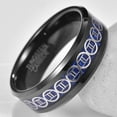 thumbnail image 4 of 8mm Men's Gemini Tungsten Ring Black and Blue Wedding Band with Carbon Fiber Size 7-12, 4 of 5