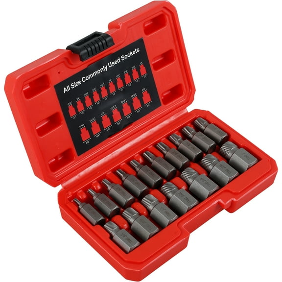 Threns 17Pcs Screw Extractor Set Hex Head Easy Out Bolt Extractor Set Damaged Screw Extractor Set Spiral Broken Screw Remover Kit