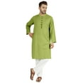 thumbnail image 5 of Atasi Indian Mens 2 Piece Kurta Pajama Set Henley NeckÂ&nbsp;Casual Long Kurta, 5 of 7