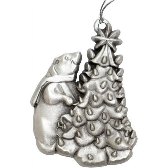Indiana Metal Craft Polar Bear Sculpted Pewter Christmas Ornament, Made in USA