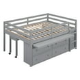 thumbnail image 5 of Loft Bed with Retractable Writing Desk and 4 Drawers, Wooden Loft Bed with Lateral Portable Desk and Shelves, Gray, 5 of 8