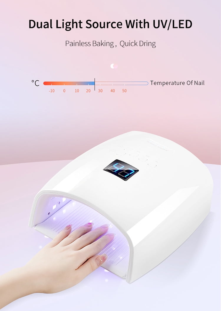 Professional UV LED Nail Lamp for Gel Polish, 280W Fast Curing Nail Dryer with 4 Timers & Smart Sensor for Salon & Home Manicures