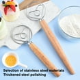 thumbnail image 2 of opvise Dough Mixer Stainless Steel Dough Whisk with Wooden Handle Easy-to-clean Bread Whisk for Home Kitchen 13Inch, 2 of 7