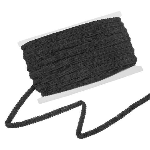 Uxcell Gimp Braid Trim, 1/2 Inch 12cm x 25 Yards Polyester Woven Trim Lace Ribbon Fabric Upholstery Trim for Sewing/Costume Black