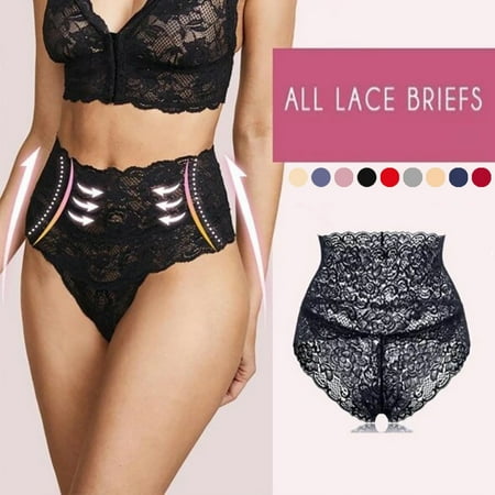 Aboser Women s Floral Lace Underwear Mesh Scallop Trim Panty Ladies Stretch Underpants High Waisted Body Shaping Underwear Briefs