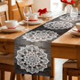 thumbnail image 3 of Vintage Flower Pattern Table Runner, Retro Black Wood Board Ethnic Style Cotton Linen Kitchen Table Decoration Washable Dining Tabletop Runners for Home Party Decor 13x120 Inches, 3 of 9