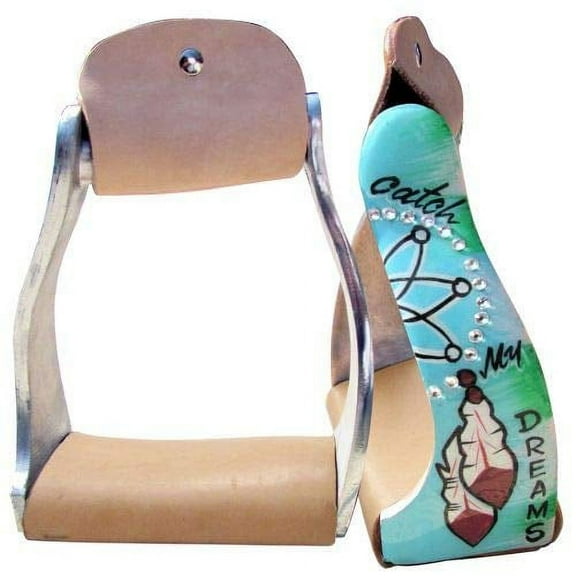 Showman Lightweight Twisted Angled Aluminum Stirrups w/ Painted "Catch My Dreams" Design