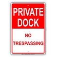 thumbnail image 1 of Placa de señal de aluminio de metal con aviso de precaución y alerta de restricción al aire libre, no se permite el paso ni el desembarque en muelle privado Tamaño: 8 x 12 pulgadas, 1 of 4