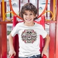 thumbnail image 3 of Tee Hunt Day of The Dead Floral Sugar Skulls Youth T-Shirt Dia de Los Muertos Kids, White, Medium, 3 of 5