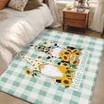 thumbnail image 5 of Yellow Sunflower Area Rug 4'x6', Gnomes Teal Checkered Farmhouse Art Washable Non-Slip Rugs, Low Pile Large Carpet for Living Room Bedroom Dining Room Kitchen Office Indoor Mat, 5 of 9