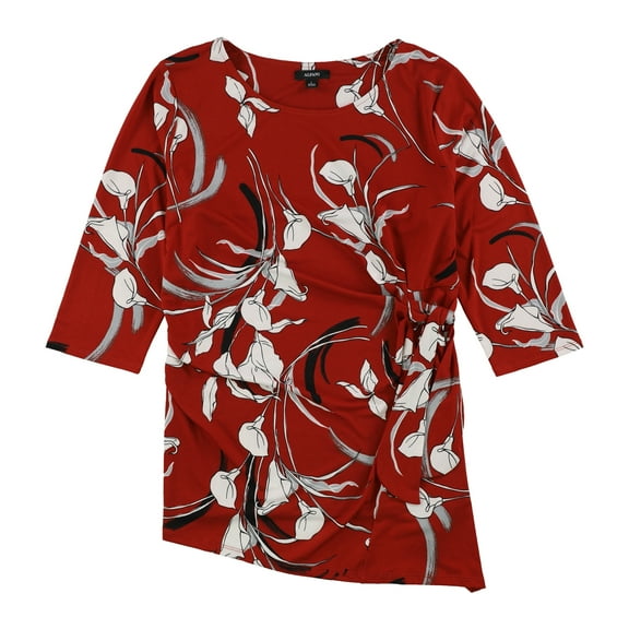 Alfani Womens Side-Tie Pullover Blouse, Red, X-Large