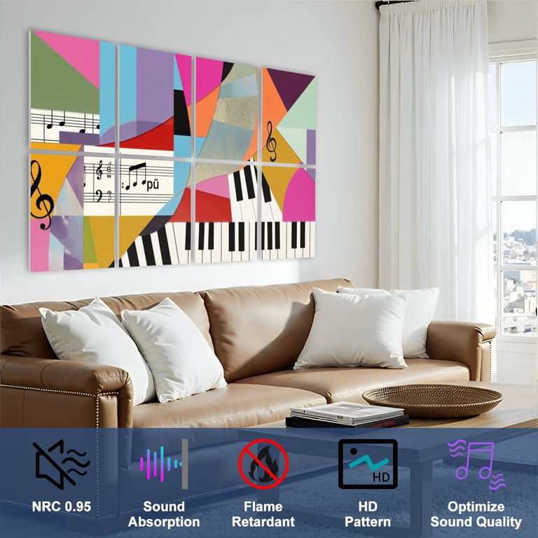 8 Pack Art Acoustic Panels Sound Absorbing Framed Canvas Abstract